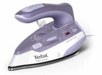 Праска Tefal дорожня First Class, 1000Вт, 65мл, паровий удар -45гр, нерж. сталь, біло-фіолетовий