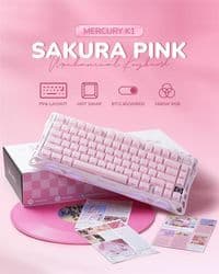 Клавиатура механическая GravaStar Mercury K1 80keys, GravaStar x Kailh Cheery Pink, EN/UKR, BT/WL/USB, Sakura Pink