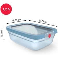 Контейнер TEFAL прямокутний 1.2л ONECLICK, блакитний (N1210710)