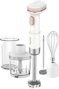Блендер Sencor SHB9130WH погружной Pulse, 180Вт, 4в1, чаша-700мл, беспроводной, USB-C, капучинатор, бело-розовый
