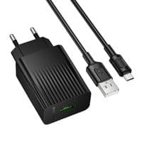Мережевий зарядний пристрій із кабелем BOROFONE BAS72A Source single port QC3.0 charger set(Micro) Black