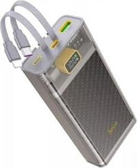 Универсальная мобильная батарея 20000 mAh, Hoco J104A "Discovery Edition", Black, 22.5 Вт, 1xType-C (PD3.0)/1xUSB (QC3.0), встр. кабель Type-C/Lightning, цифровой LED дисплей