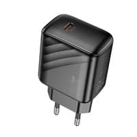 СЗУ 110-240V HOCO CS24A USB-C+USB, 25 Вт, чорний, коробка