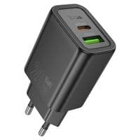Зарядний пристрій HOCO N61 110-240V, PD20W+Q3.0, USB+Type-C, чорний, блістер
