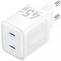 Зарядний пристрій 45W 2xUSB-С GaN білий Vention