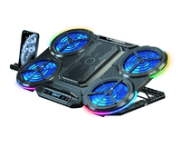 Подставка под ноутбук IceCoorel Q5, до17, fan2-100*15/2-80*15 мм, корпус пластик+алюминий, 2 USB-порта+LCD display, 410x285x35mm, RGB-10режимов, Box Q8