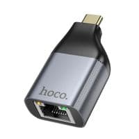 Переходник HOCO UA35 Type-C (тато) / RJ-45(мама), Gray, Box