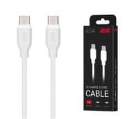 Кабель USB-C > USB-C зарядка/синхронизация 2E 2м, 60Вт Type-C, Glow, белый