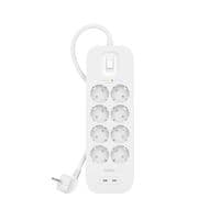Подовжувач-фільтр мережевий Belkin 8хТип F, 3x1.5мм кв, 16А, USB-C/USB-C 30Вт, з захистом від перенапруги, 2м, білий