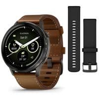 Смарт-часы Garmin Venu 4 (45mm), Black w/ Slate + Leather, GPS смарт-часы (010-03014-03)