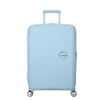 Чемодан American Tourister, Soundbox, полипропилен, средний, 67см, 71.5/81л, TSA, 4 колеса, EXP, пастельно-голубой