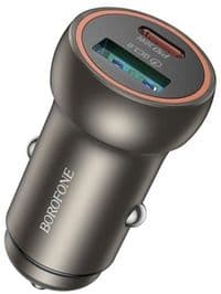 Автомобильное зарядное устройство BOROFONE BZ32A Fresh PD30W+QC3.0 car charger metal gray