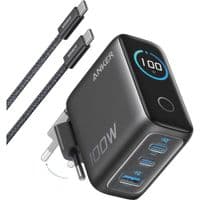 Сетевая зарядка ANKER GaN Charger 100W, 2xUSB-C PD & 1xUSB-A w Display and Cable (Dark Gray)
