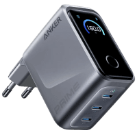 Сетевая зарядка ANKER GaNPrime Charger 160W, 3xUSB-C PD3.1 w Display (Серебристый)