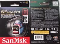 Карта памяти SanDisk 32GB SDHC V30 UHS-I U3 R95/W90MB/s 4K Extreme Pro