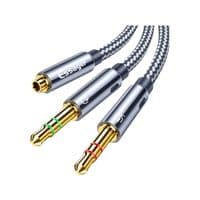 Кабель мультимедийный 3.5mm F to 2x3.5mm M 0.25m black Essager (EYPS35-TLB0G)
