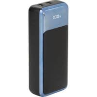 Універсальна мобільна батарея 30000 mAh, RivaCase Rivapower VA1080, Black/Blue, 65 Вт, 2xType-C (PD3.0) / 2xUSB (QC3.0), цифровий LED дисплей