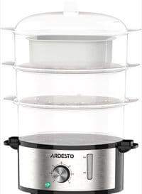 Пароварка Ardesto 800Вт, чаша-3.4/3.4/3.4л, резервуар для воды -1л, механическое управление, 3 яруса, металл/пластик, черный
