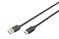 Кабель DIGITUS USB-A > USB-C зарядка/синхронизация, USB 2.0, M/M, 3м, черный
