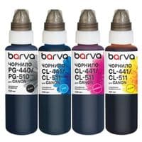 Комплект чернил Barva Canon PG-510/511/512/513, Black/Cyan/Magenta/Yellow, 4x100 мл, пигментные/водорастворимые, флакон OneKey (CPG510-100-MP)