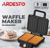 УЦИНКА! Вафельница ARDESTO 1200Вт, прямоугольные вафли, глубокие пластины, корпус-пластик, черный