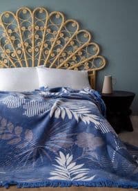 Плед ARDESTO Leonardo 150х200см, 50% хлопок, 30% полиэстер, 20% акрил, листья, синий