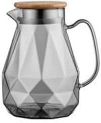 Глечик з кришкою ARDESTO Graphite 1500мл, боросилікатне скло, бамбук, нержавіюча сталь, сірий