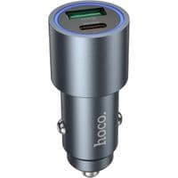 Автомобільний зарядний пристрій HOCO Z60 Bloom 48W dual-port PD30W+QC3.0 multi-protocol car charger Metal Gray