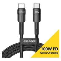 Кабель для передачи данных USB-C — USB-C, 0,5 м, 100 Вт, черный, Essager (EXCTT1-XCB01)
