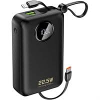 УМБ Dudao 20000 мАч K14+ 22,5 Вт PD, QC USB-A, USB-C вход/выход, со встроенными кабелями USB-C/Lightning, черный