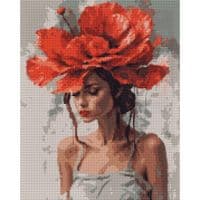 Картина по номерам Santi алмазная мозаика Девушка с красным цветком 40х50 см н (956045)