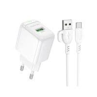 Зарядное устройство BOROFONE 1xUSB QC3.0 18W + cable UAB-A to USB-C BAS42A white (6941991113802)