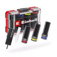 Набор ударных торцевых головок Einhell 80мм 1/2" мел, измеритель протектора кейс 3шт.