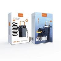 Универсальная мобильная батарея 60000 mAh, WUW TUGII Y106, Black, 22.5 Вт, 1xType-C (PD3.0)/2xUSB (QC3.0), цифровой LED дисплей, LED фонарик (TUGII-Y106)