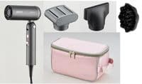 Фен ARDESTO Pink Touch, 1300Вт, 2 скорости, 3 темп. режима, складная ручка, дорожная сумка, серый+розовый