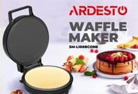 Вафельница Ardesto 1200Вт, тонкая вафля круглой формы, корпус-пластик, черный