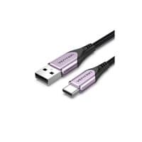 Кабель для передачи данных USB 2.0 AM — USB-C 1,5 м 3A, хлопковая оплетка, алюминиевая оплетка, фиолетовый Vention (CODVG)