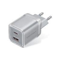 Зарядное устройство Vention 1xUSB-C PD70W + 1xUSB QC3.0 22.5W GaN transparent gray (FCGH0-EU)