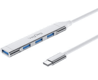 Хаб VEGGIEG V-K301 Type-C на USB 3.0 / 4 порту, 480Mbts, живлення від USB, 0.15m, Silver, Box