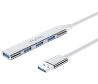 Хаб VEGGIEG V-K301 USB 3.0 на USB 3.0 / 4 порти, 480Mbts, живлення від USB, 0.15m, Silver, Box