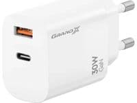 Зарядное устройство Grand-X 1xUSB-C + 1xUSB QC3.0 36W white (CH-360W)
