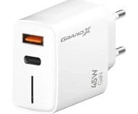 Зарядное устройство Grand-X 1xUSB-C + 1xUSB QC3.0 45W white (CH-460W)