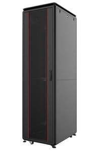 Шафа MIRSAN 19", 22U, GTV, скляні двері, 600x1000 мм, максимально 2000 кг, чорна