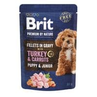 Влажный корм для собак Brit Premium Fillets in Gravy Turkey & Carrots Puppy 85 г (8595602572458)