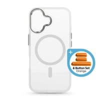 Чохол до мобільного телефона Armorstandart Unit MagCase Apple iPhone 17 Clear Silver + Orange Button Set (ARM90581)