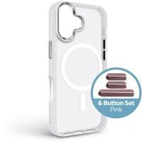 Чохол до мобільного телефона Armorstandart Unit MagCase Apple iPhone 17 Clear Silver + Pink Button Set (ARM90580)