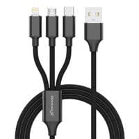 Дата кабель USB 2.0 AM to Lightning + Micro 5P + USB-C 1.0m 2.4-3A black Grand-X (PX-31B)