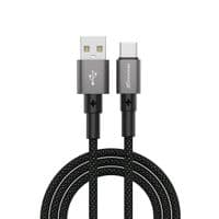 Кабель для передачи данных USB 2.0 AM — USB-C 1,0 м, 3A, нейлоновый, черный, Grand-X (PC-08B)