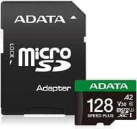 Карта памяти microSDXC (UHS-1 U3) A-DATA SPEED PLUS 128Gb Class 10 V30 A2 (R-180Mb/s W160Mb/s) (adapter SD)