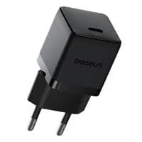 Сетевое зарядное устройство с кабелем Baseus Palm Fast Charger 1C 20W EU Cosmic Black  set USB-C to iP 20W 1m